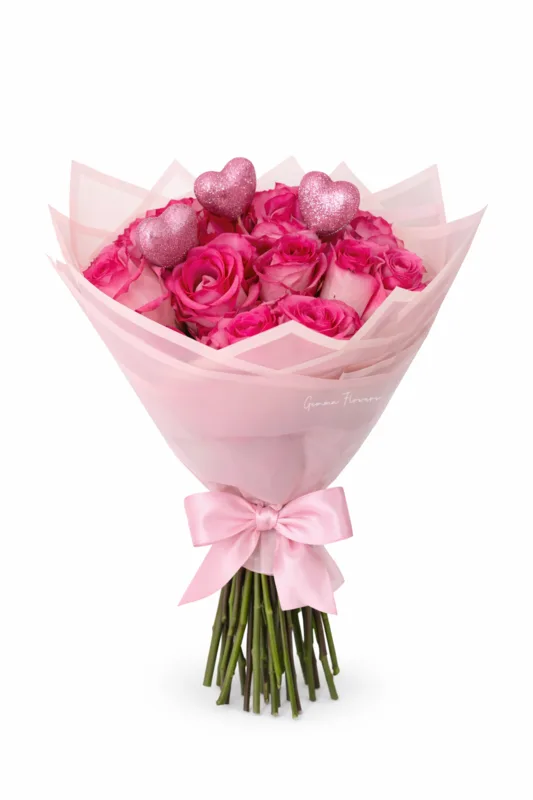 Pink Hearts Bouquet - Premium flower arrangement | Gemma Flowers