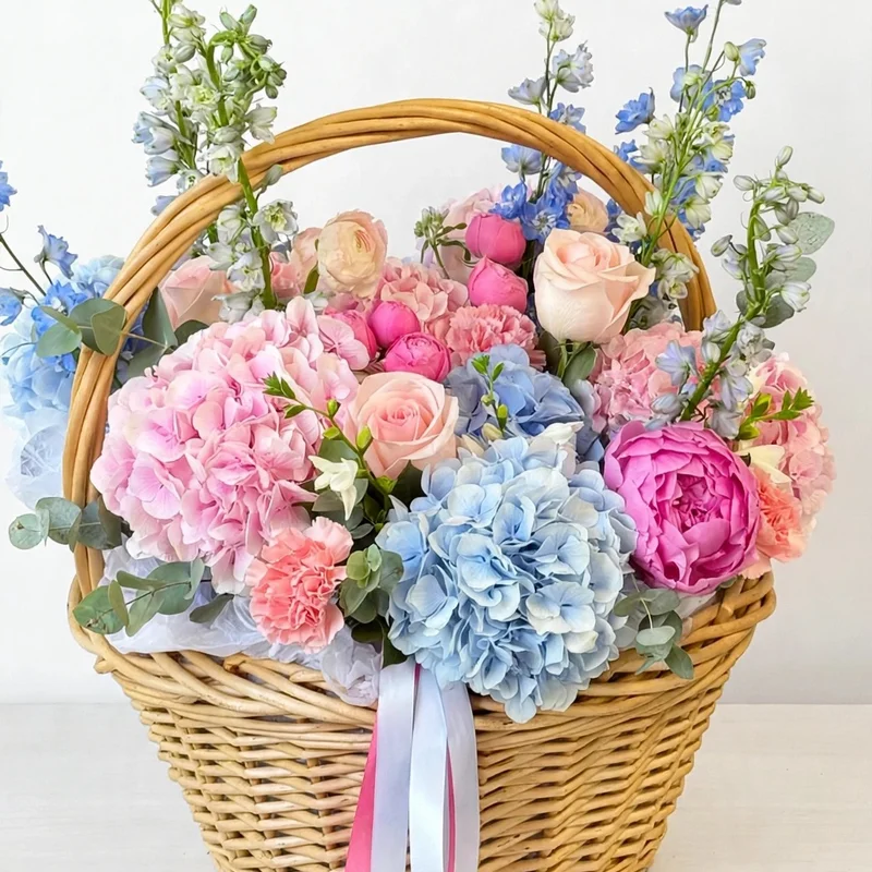 Pastel Garden Basket - Premium flower arrangement | Gemma Flowers