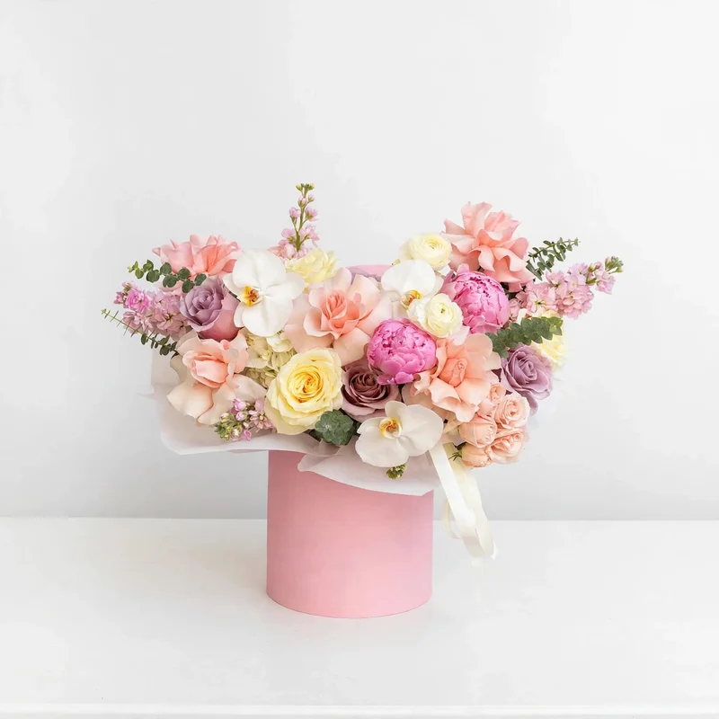 Orchid Peony Pink Box - Premium flower arrangement | Gemma Flowers